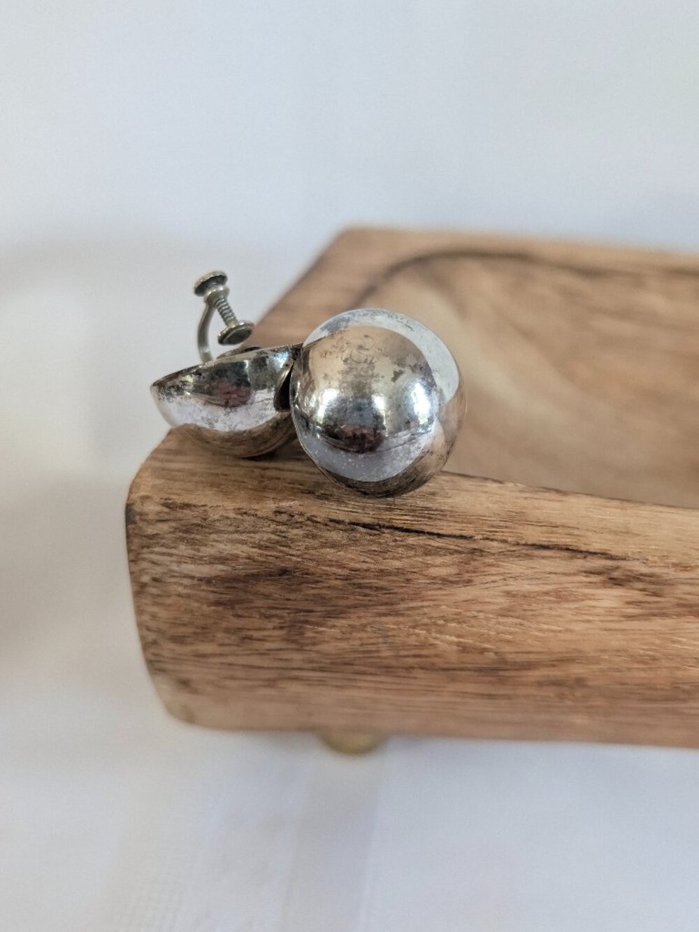 Vintage Mexico Sterling Silver Screwback Bubble Half Dome Earrings 8.41g